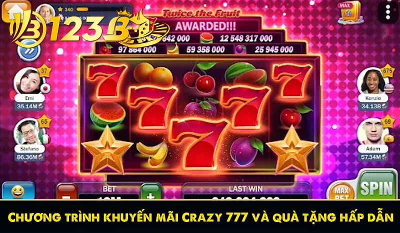 Chương trình khuyến mãi Crazy 777 và quà tặng hấp dẫn